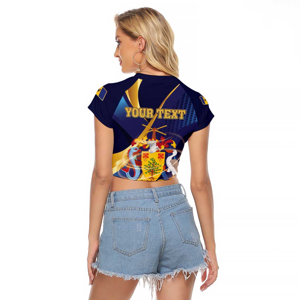 Personalized Barbados Gold Trident Raglan Cropped T Shirt Luxury Style