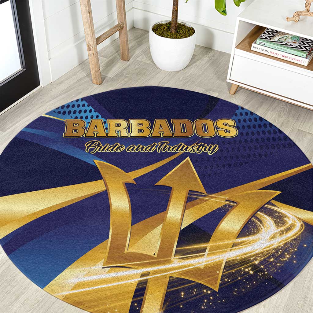 Barbados Gold Trident Round Carpet Luxury Style