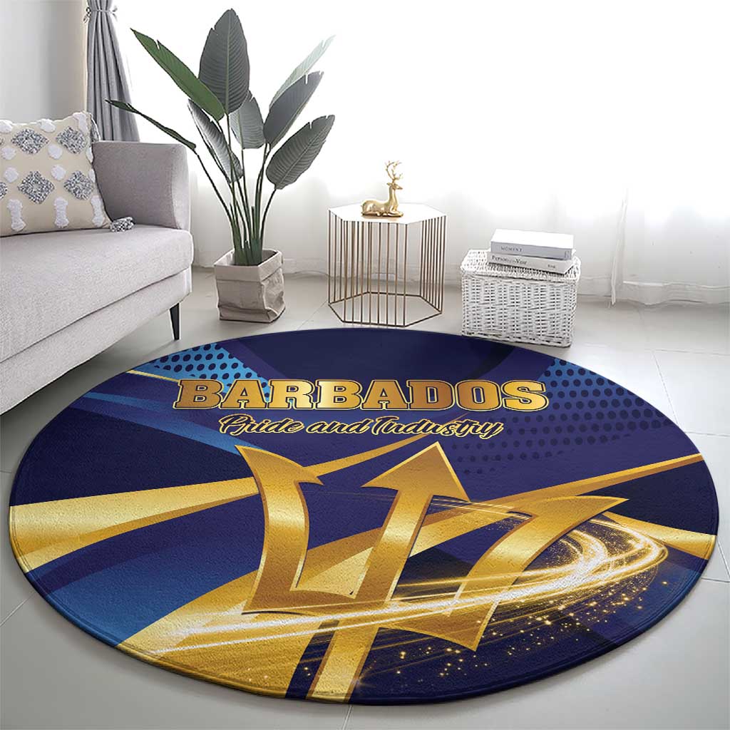 Barbados Gold Trident Round Carpet Luxury Style