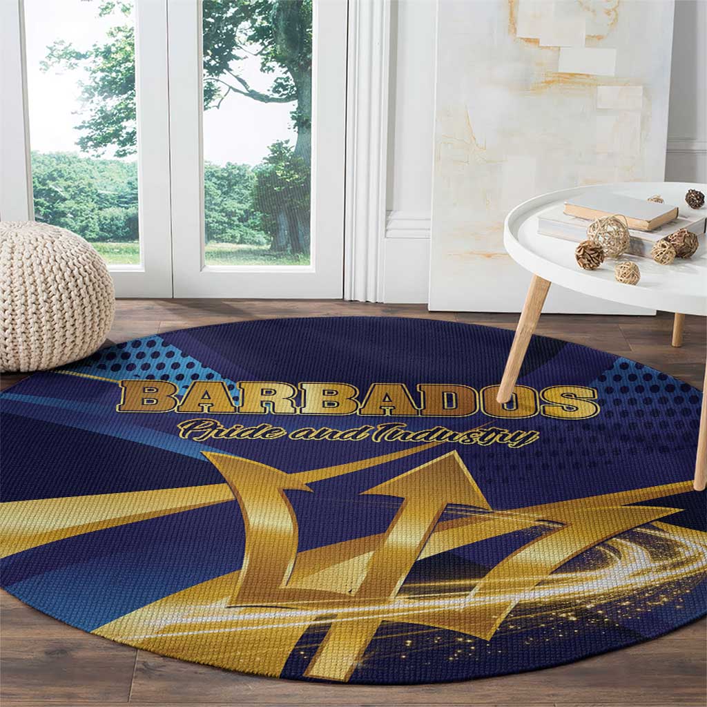 Barbados Gold Trident Round Carpet Luxury Style