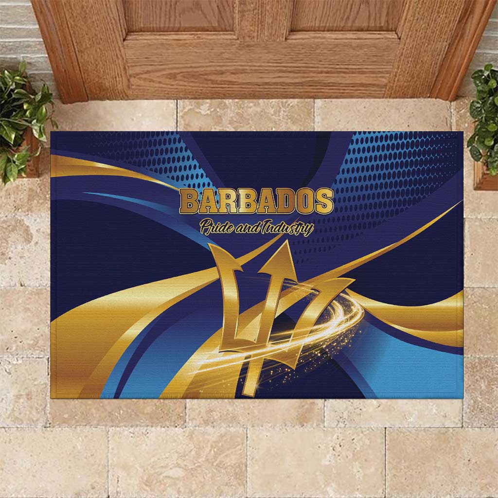 Barbados Gold Trident Rubber Doormat Luxury Style
