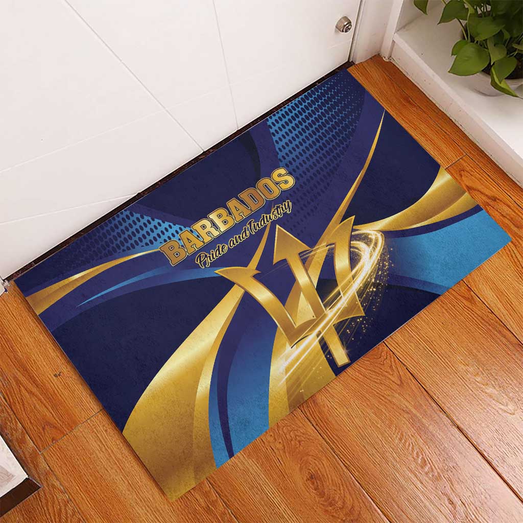Barbados Gold Trident Rubber Doormat Luxury Style