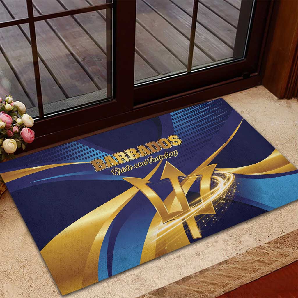 Barbados Gold Trident Rubber Doormat Luxury Style