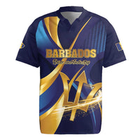 Personalized Barbados Gold Trident Rugby Jersey Luxury Style