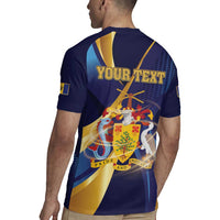 Personalized Barbados Gold Trident Rugby Jersey Luxury Style