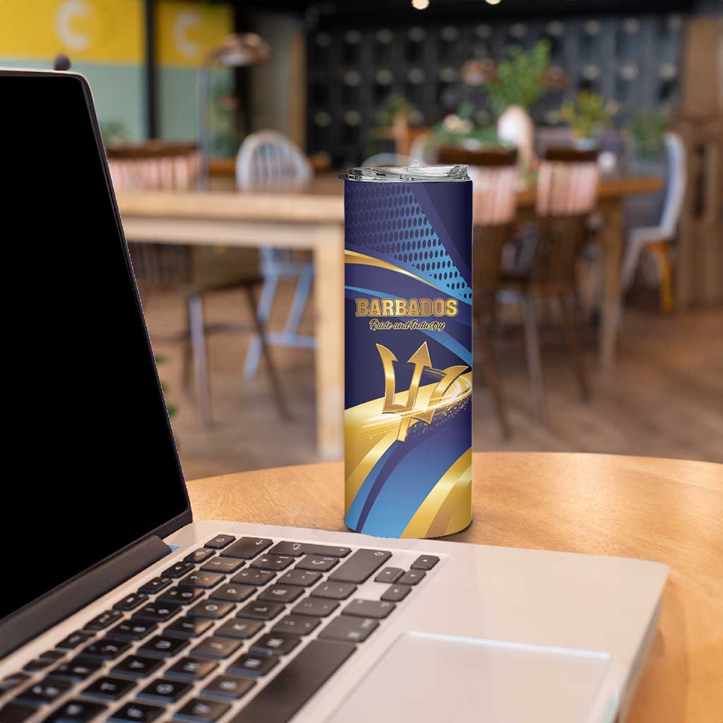 Personalized Barbados Gold Trident Skinny Tumbler Luxury Style