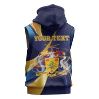 Personalized Barbados Gold Trident Sleeveless Hoodie Luxury Style