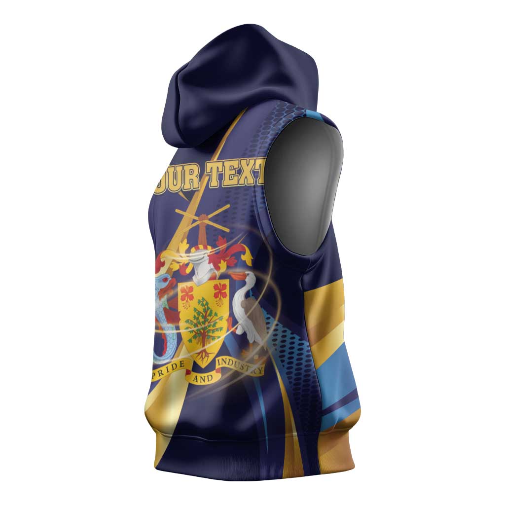 Personalized Barbados Gold Trident Sleeveless Hoodie Luxury Style