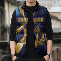 Personalized Barbados Gold Trident Sleeveless Puffer Jacket Luxury Style