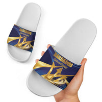Barbados Gold Trident Slide Sandals Luxury Style
