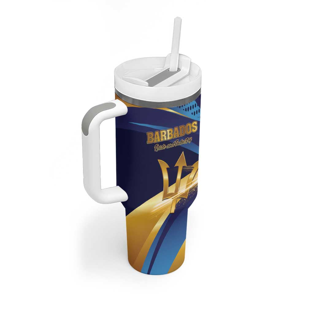 Personalized Barbados Gold Trident Tumbler With Handle Luxury Style