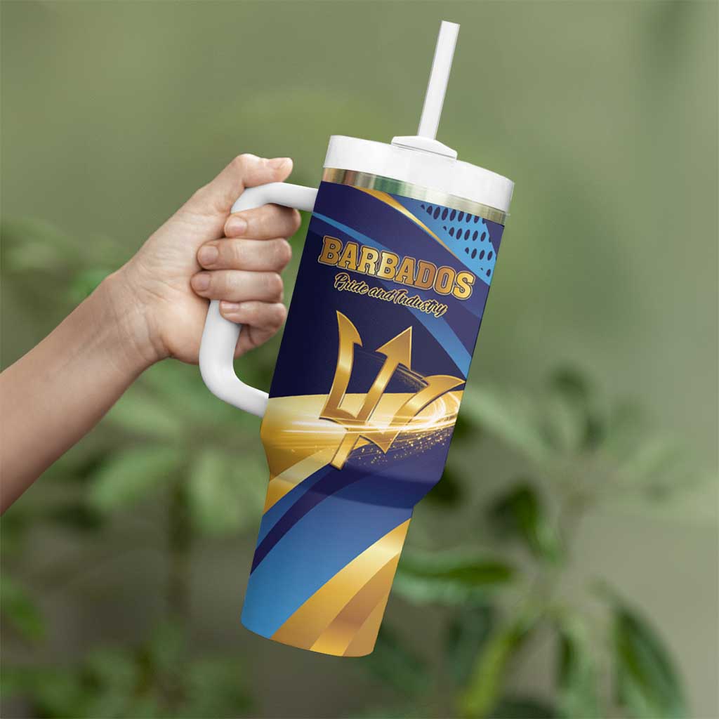 Personalized Barbados Gold Trident Tumbler With Handle Luxury Style