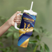 Personalized Barbados Gold Trident Tumbler With Handle Luxury Style