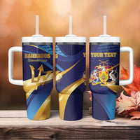 Personalized Barbados Gold Trident Tumbler With Handle Luxury Style