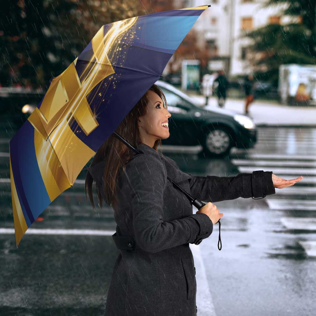 Barbados Gold Trident Umbrella Luxury Style