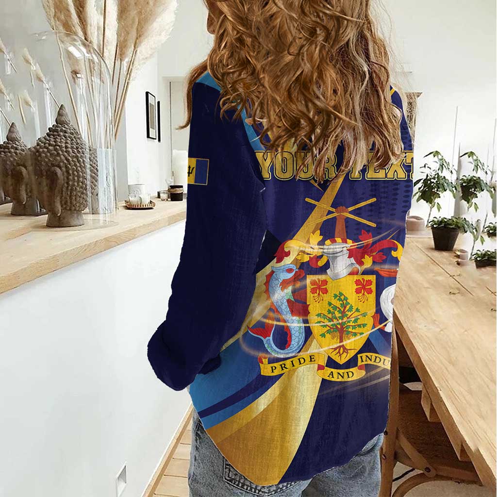 Personalized Barbados Gold Trident Women Casual Shirt Luxury Style