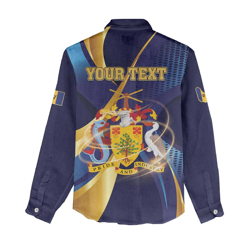 Personalized Barbados Gold Trident Women Casual Shirt Luxury Style