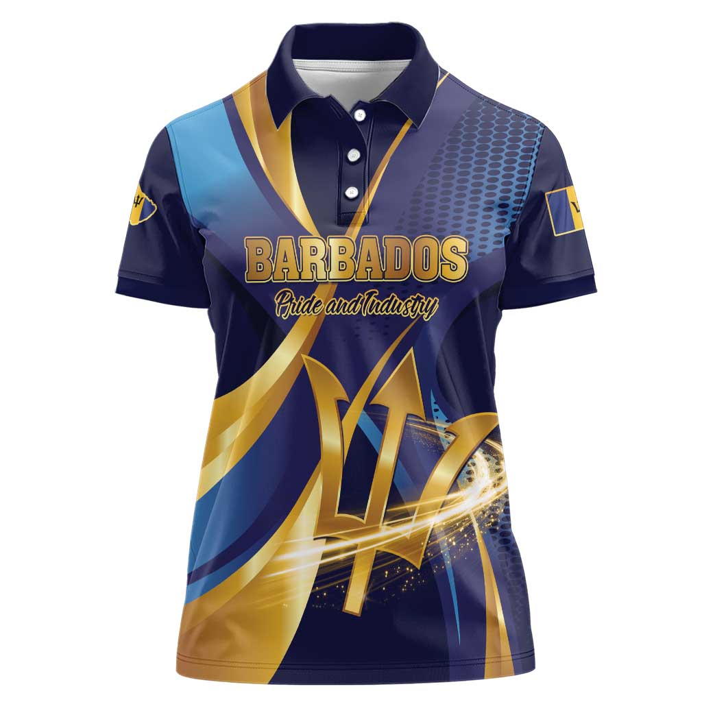 Personalized Barbados Gold Trident Women Polo Shirt Luxury Style