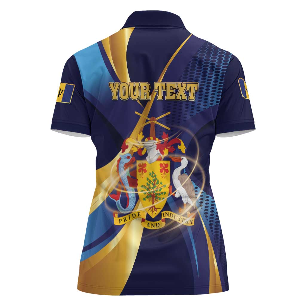 Personalized Barbados Gold Trident Women Polo Shirt Luxury Style