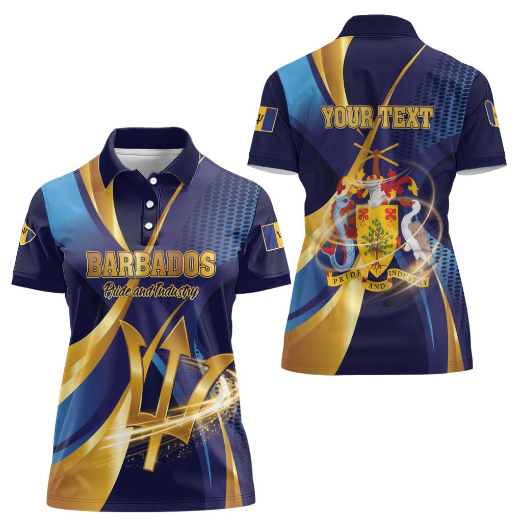 Personalized Barbados Gold Trident Women Polo Shirt Luxury Style