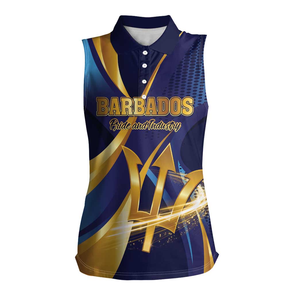 Personalized Barbados Gold Trident Women Sleeveless Polo Shirt Luxury Style