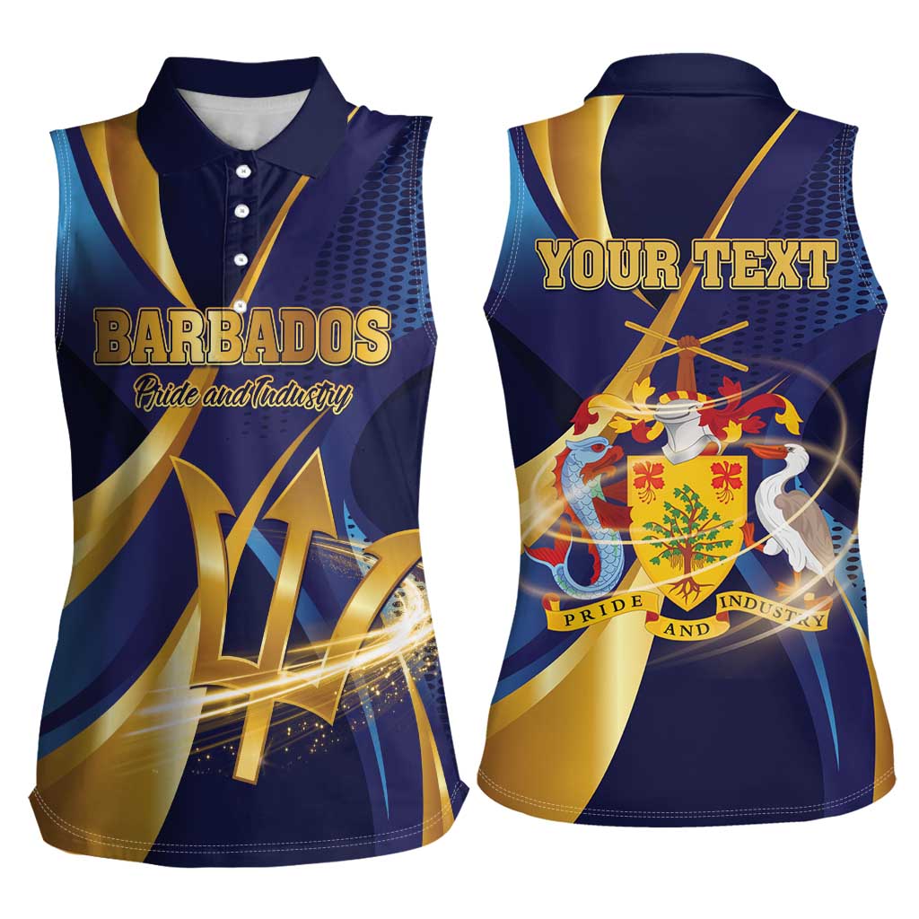 Personalized Barbados Gold Trident Women Sleeveless Polo Shirt Luxury Style