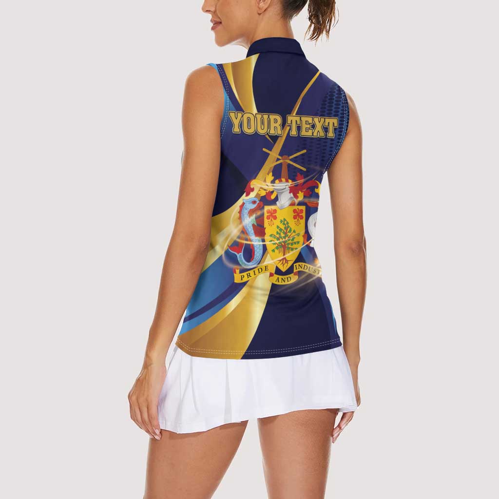 Personalized Barbados Gold Trident Women Sleeveless Polo Shirt Luxury Style