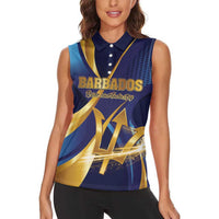 Personalized Barbados Gold Trident Women Sleeveless Polo Shirt Luxury Style