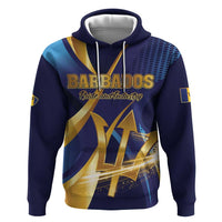 Personalized Barbados Gold Trident Zip Hoodie Luxury Style