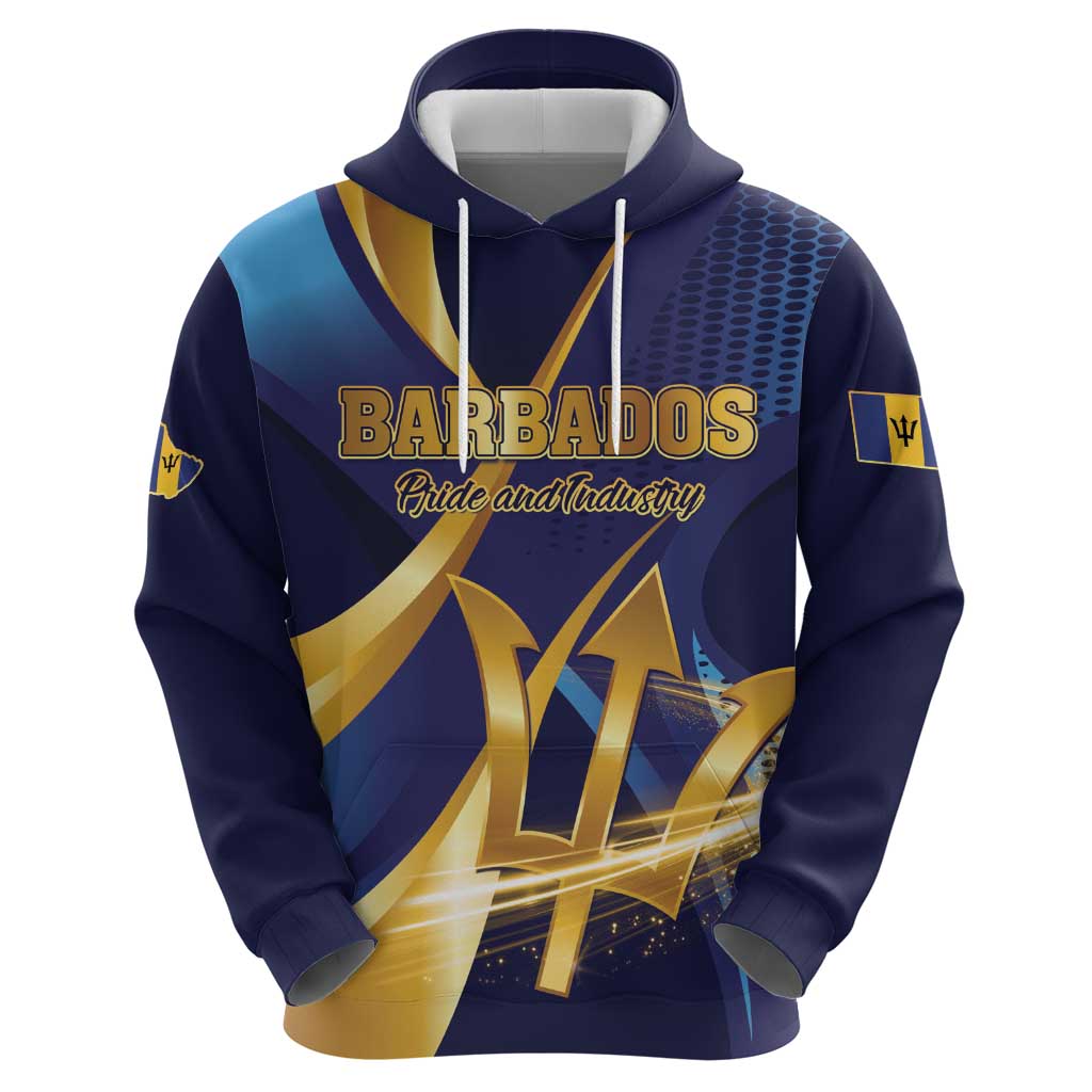 Personalized Barbados Gold Trident Zip Hoodie Luxury Style