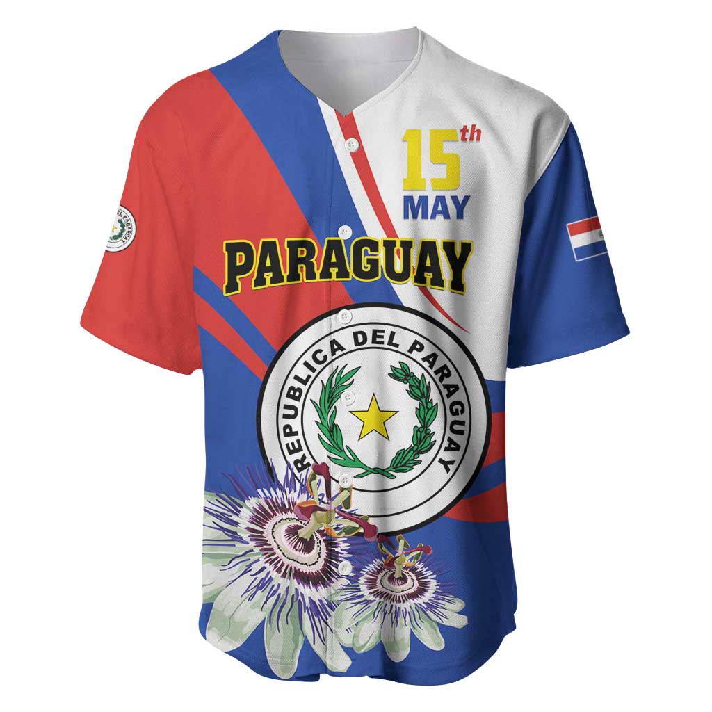 Personalized Paraguay Independence Day 2025 Baseball Jersey Passiflora Paz y justicia