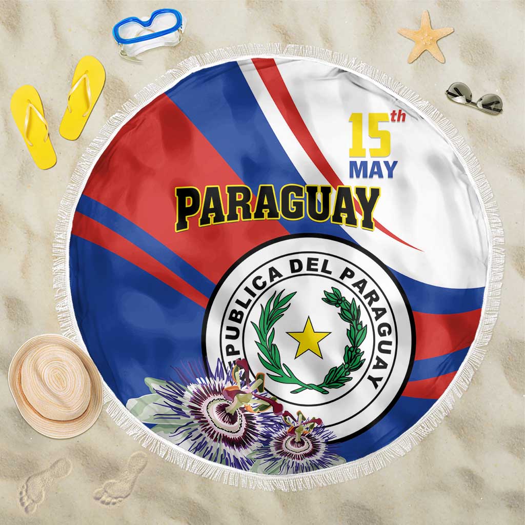 Paraguay Independence Day 2025 Beach Blanket Passiflora Paz y justicia