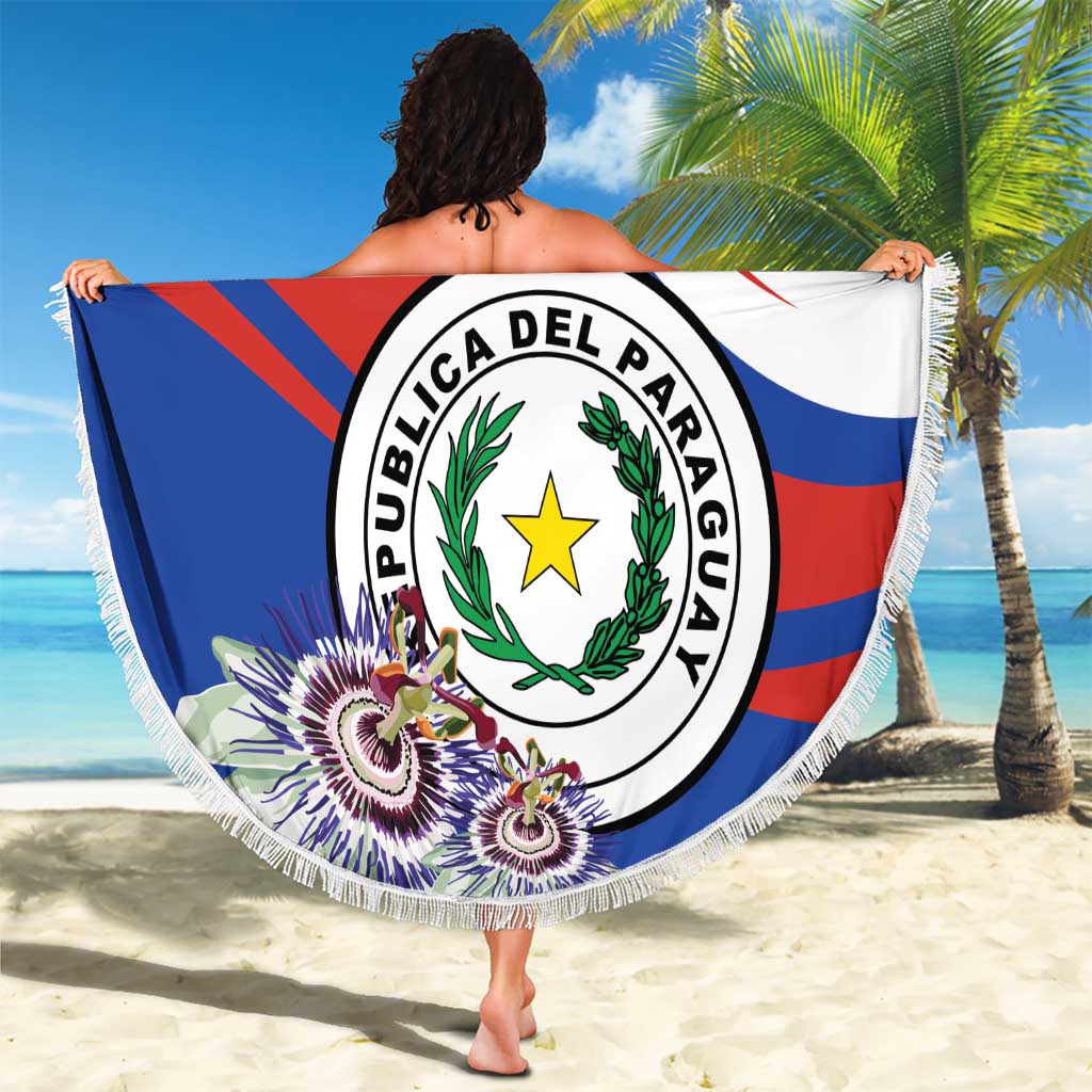 Paraguay Independence Day 2025 Beach Blanket Passiflora Paz y justicia