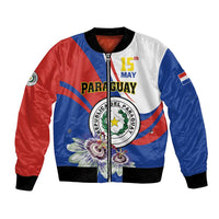 Personalized Paraguay Independence Day 2025 Bomber Jacket Passiflora Paz y justicia