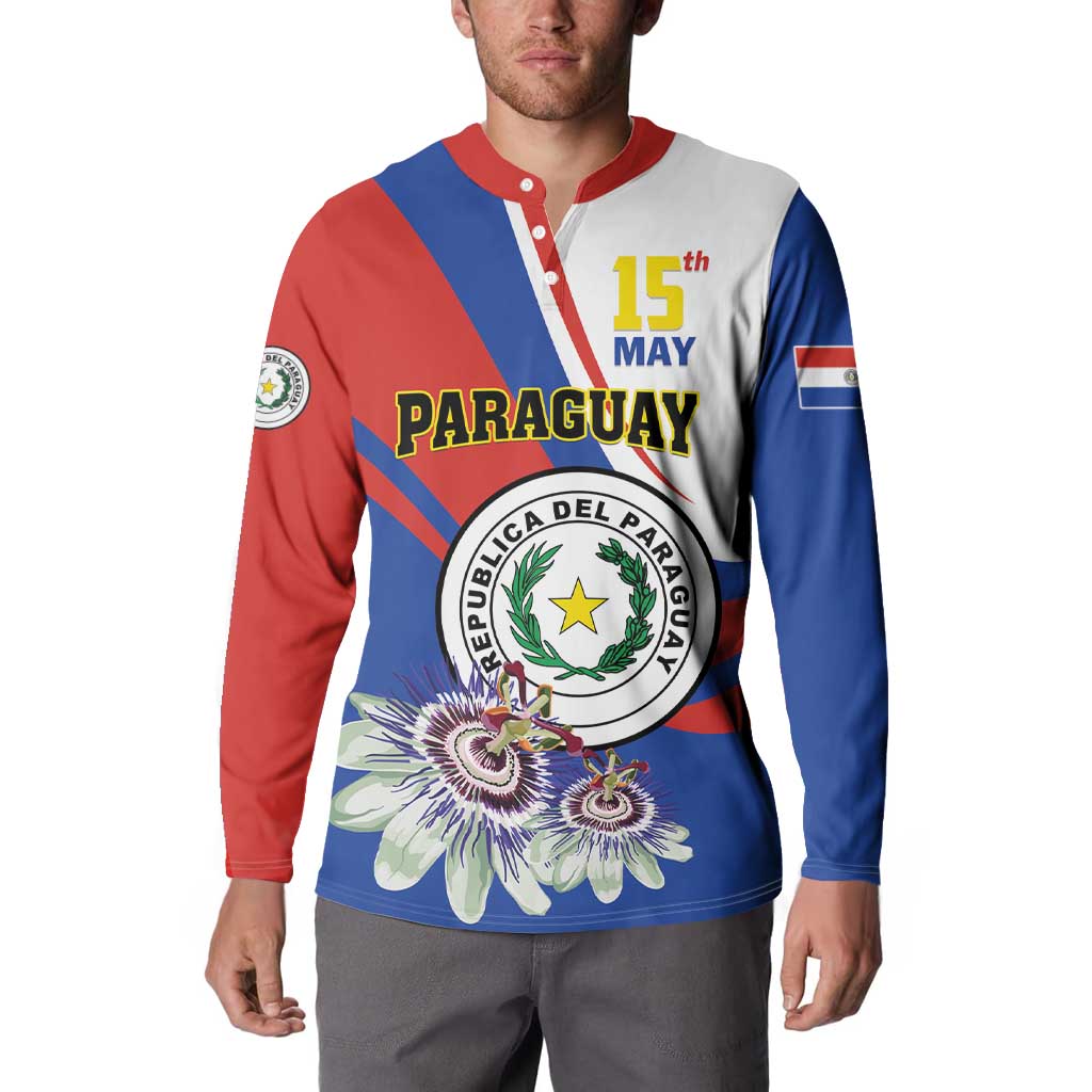 Personalized Paraguay Independence Day 2025 Button Sweatshirt Passiflora Paz y justicia