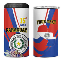 Personalized Paraguay Independence Day 2025 4 in 1 Can Cooler Tumbler Passiflora Paz y justicia