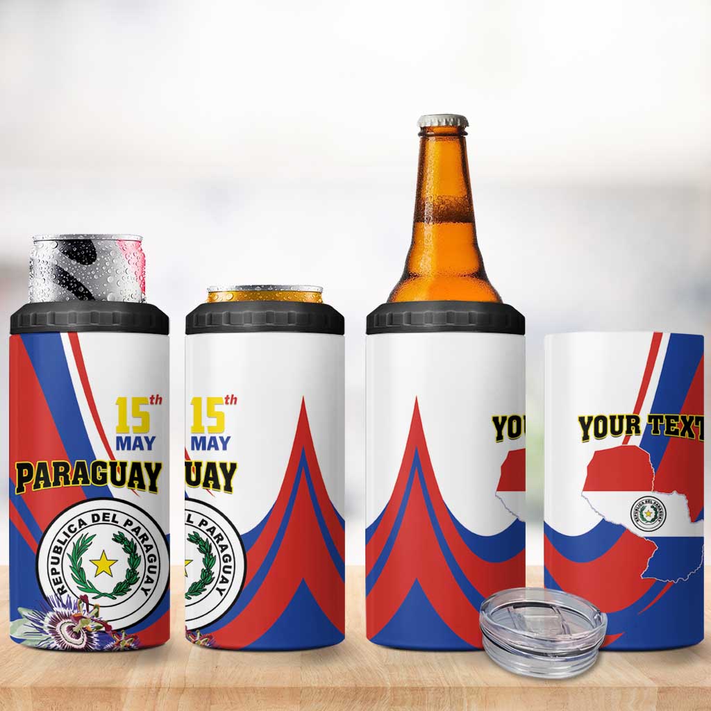 Personalized Paraguay Independence Day 2025 4 in 1 Can Cooler Tumbler Passiflora Paz y justicia