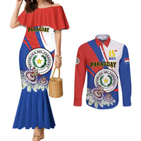 Personalized Paraguay Independence Day 2025 Couples Matching Mermaid Dress and Long Sleeve Button Shirt Passiflora Paz y justicia