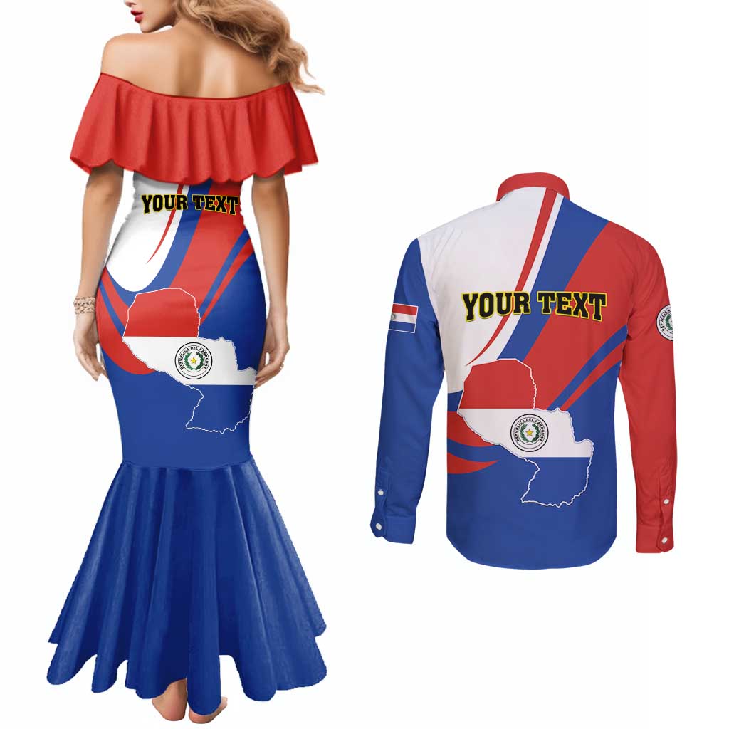 Personalized Paraguay Independence Day 2025 Couples Matching Mermaid Dress and Long Sleeve Button Shirt Passiflora Paz y justicia