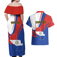 Personalized Paraguay Independence Day 2025 Couples Matching Off Shoulder Maxi Dress and Hawaiian Shirt Passiflora Paz y justicia