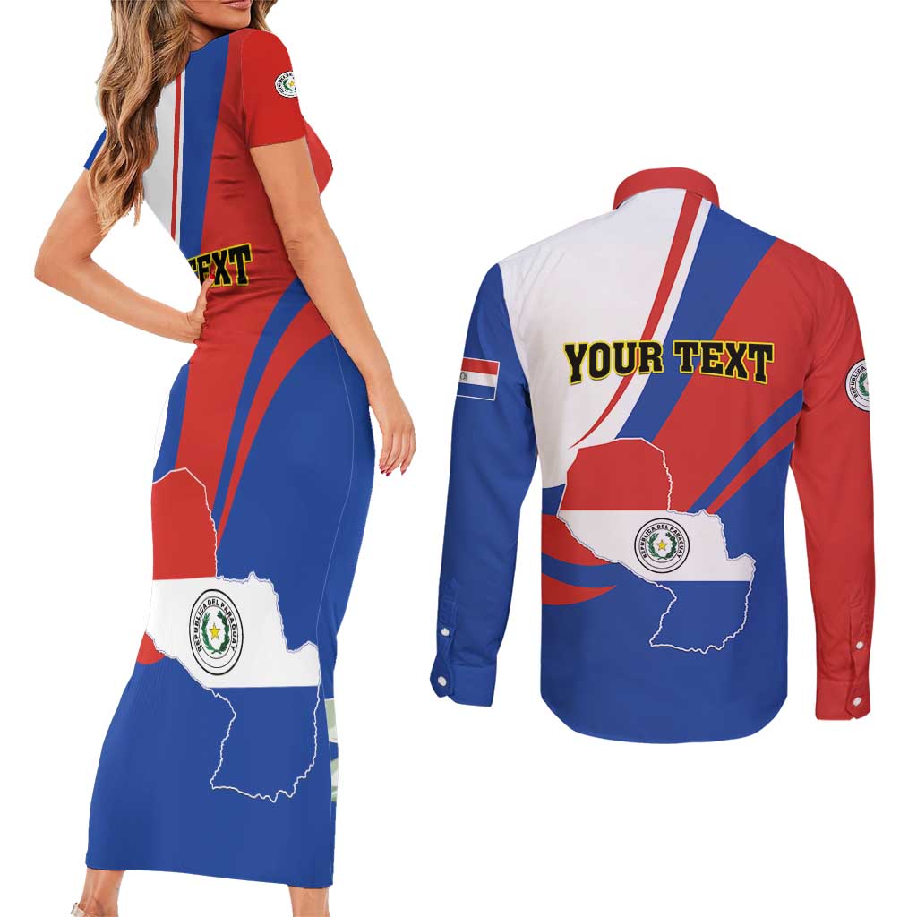 Personalized Paraguay Independence Day 2025 Couples Matching Short Sleeve Bodycon Dress and Long Sleeve Button Shirt Passiflora Paz y justicia