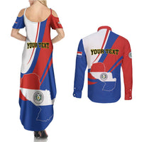 Personalized Paraguay Independence Day 2025 Couples Matching Summer Maxi Dress and Long Sleeve Button Shirt Passiflora Paz y justicia