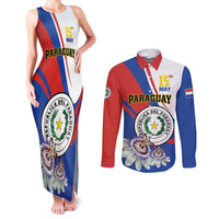 Personalized Paraguay Independence Day 2025 Couples Matching Tank Maxi Dress and Long Sleeve Button Shirt Passiflora Paz y justicia