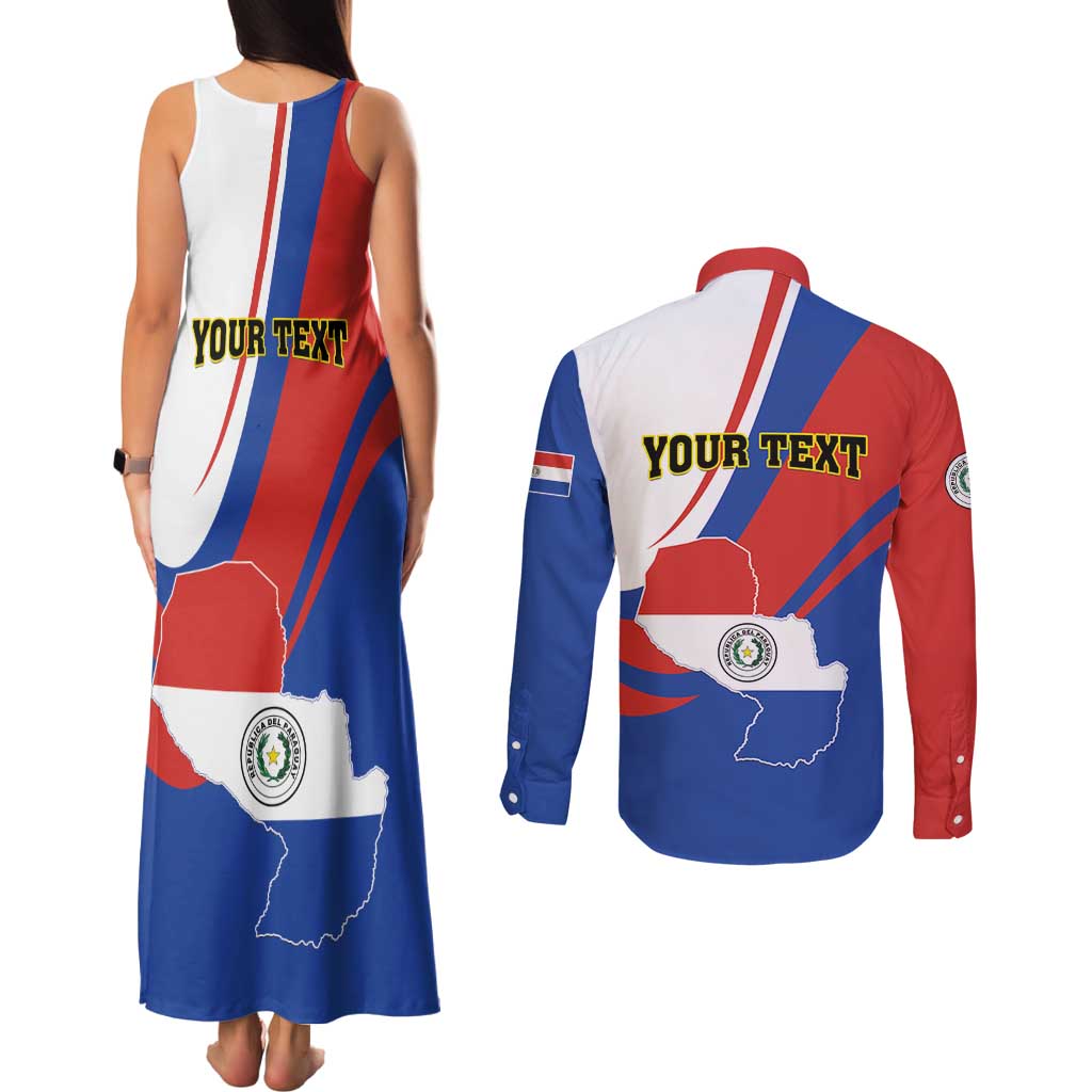 Personalized Paraguay Independence Day 2025 Couples Matching Tank Maxi Dress and Long Sleeve Button Shirt Passiflora Paz y justicia
