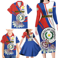 Personalized Paraguay Independence Day 2025 Family Matching Long Sleeve Bodycon Dress and Hawaiian Shirt Passiflora Paz y justicia