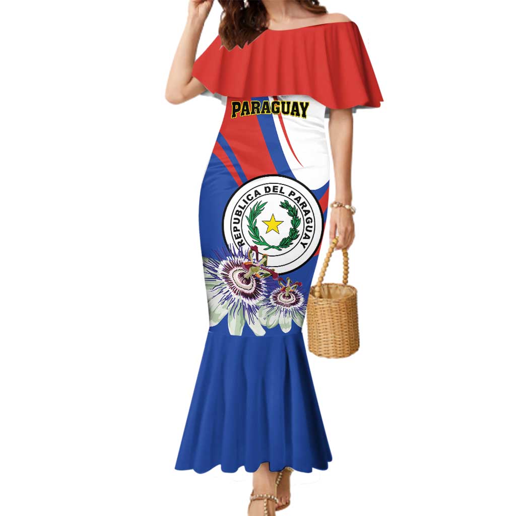 Personalized Paraguay Independence Day 2025 Family Matching Mermaid Dress and Hawaiian Shirt Passiflora Paz y justicia