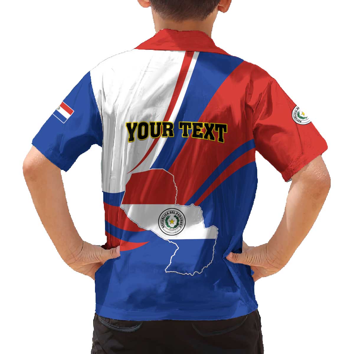 Personalized Paraguay Independence Day 2025 Family Matching Off The Shoulder Long Sleeve Dress and Hawaiian Shirt Passiflora Paz y justicia