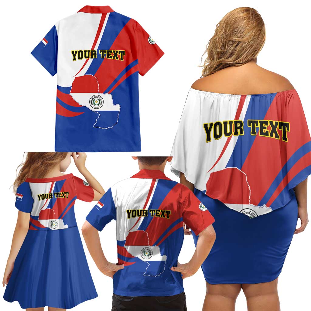 Personalized Paraguay Independence Day 2025 Family Matching Off Shoulder Short Dress and Hawaiian Shirt Passiflora Paz y justicia