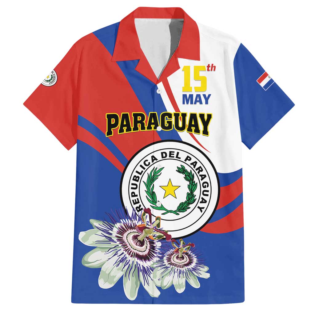 Personalized Paraguay Independence Day 2025 Family Matching Off Shoulder Short Dress and Hawaiian Shirt Passiflora Paz y justicia