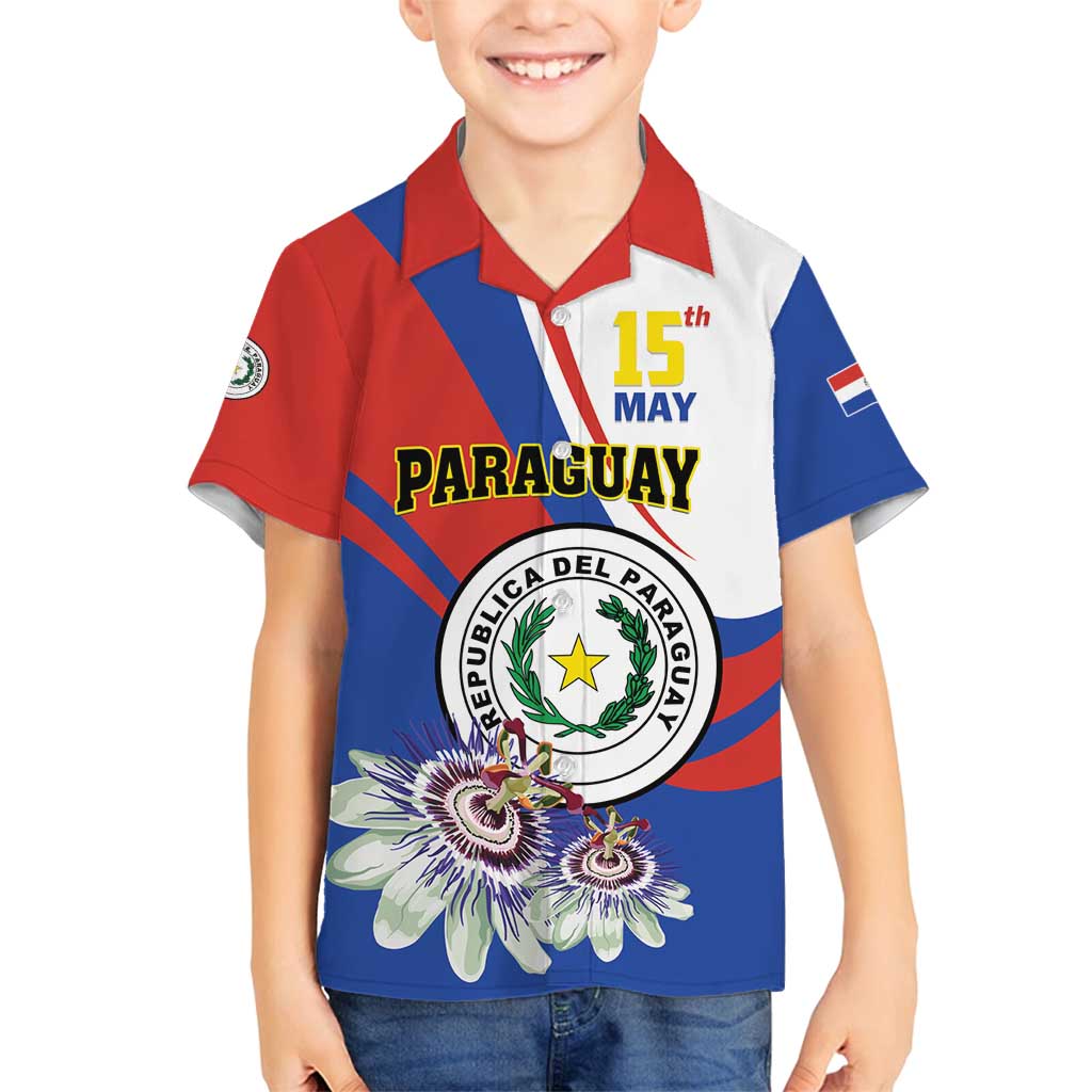 Personalized Paraguay Independence Day 2025 Family Matching Off Shoulder Short Dress and Hawaiian Shirt Passiflora Paz y justicia